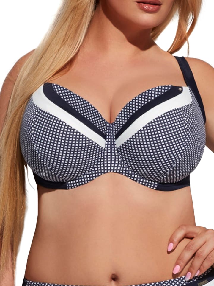 Kris Line Bikini Oberteil Marina In Dunkelblau Wei G Nstig Kaufen