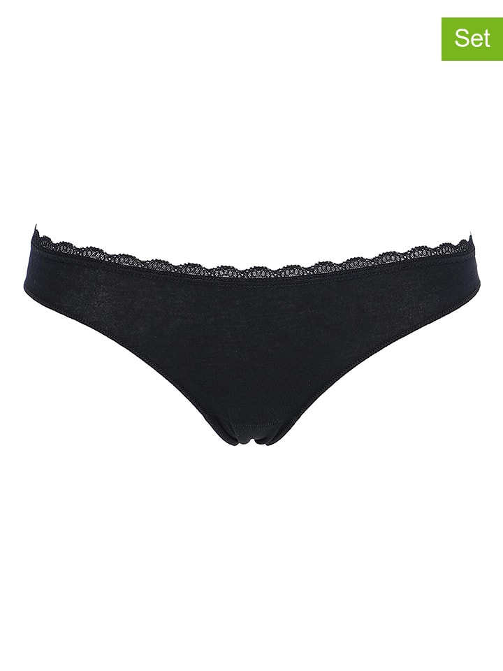 COTONELLA 3er-Set: Slips in Schwarz - 37% | Größe L | Damen-unterteile