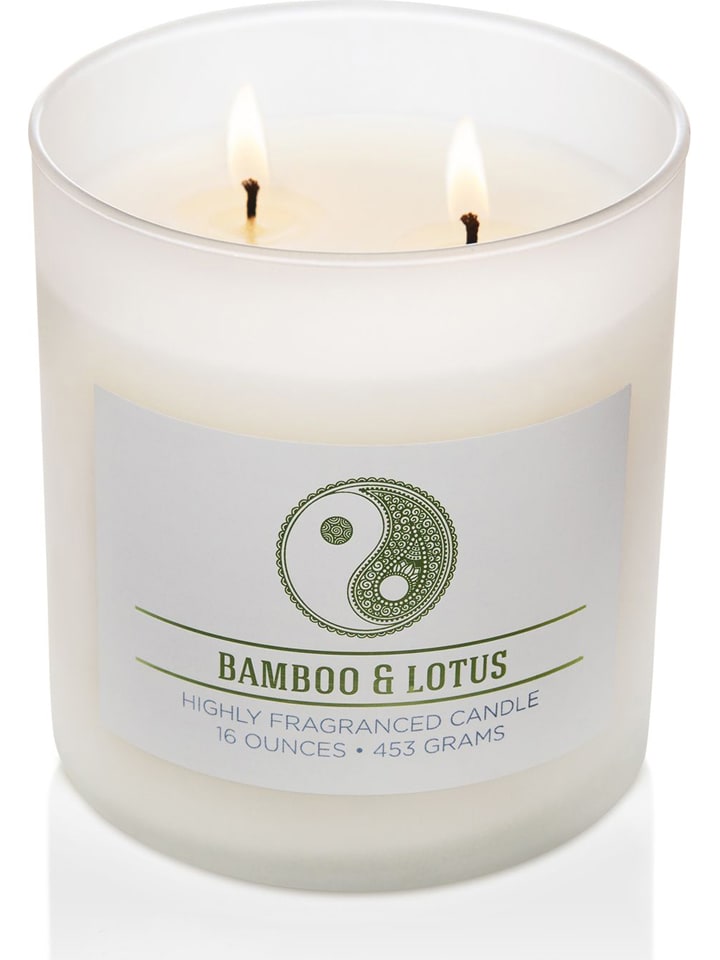 Colonial Candle Duftkerze "Bamboo Lotus" in Weiß - 453 g - 21% | Kerzen-vasen