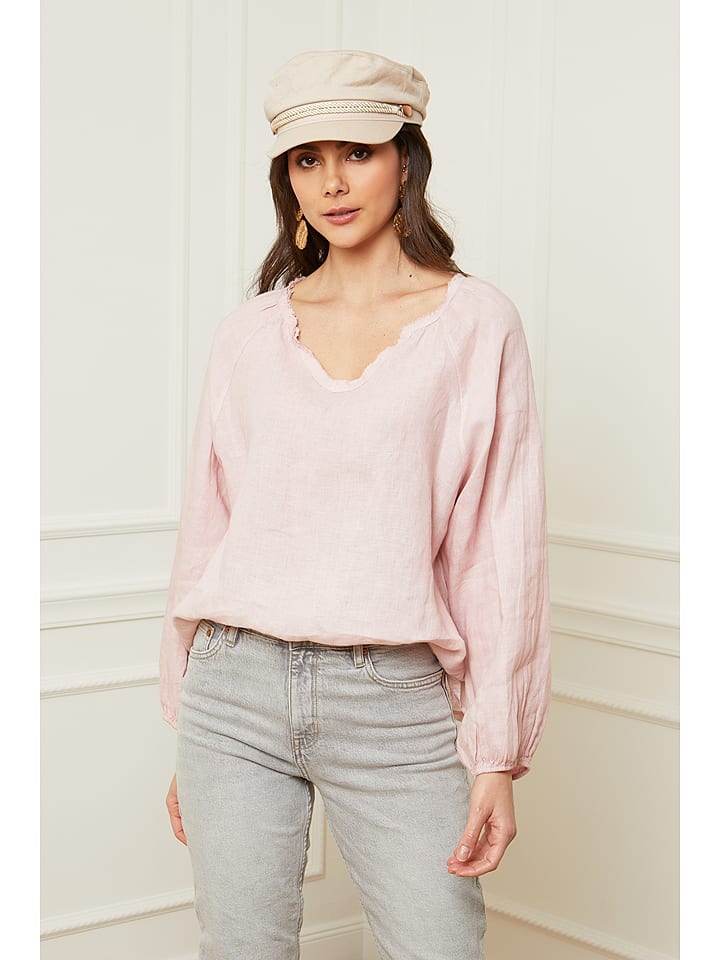 Joséfine Leinen-Bluse "Celiane" in Rosa - 66% | Größe L | Damen-blusen