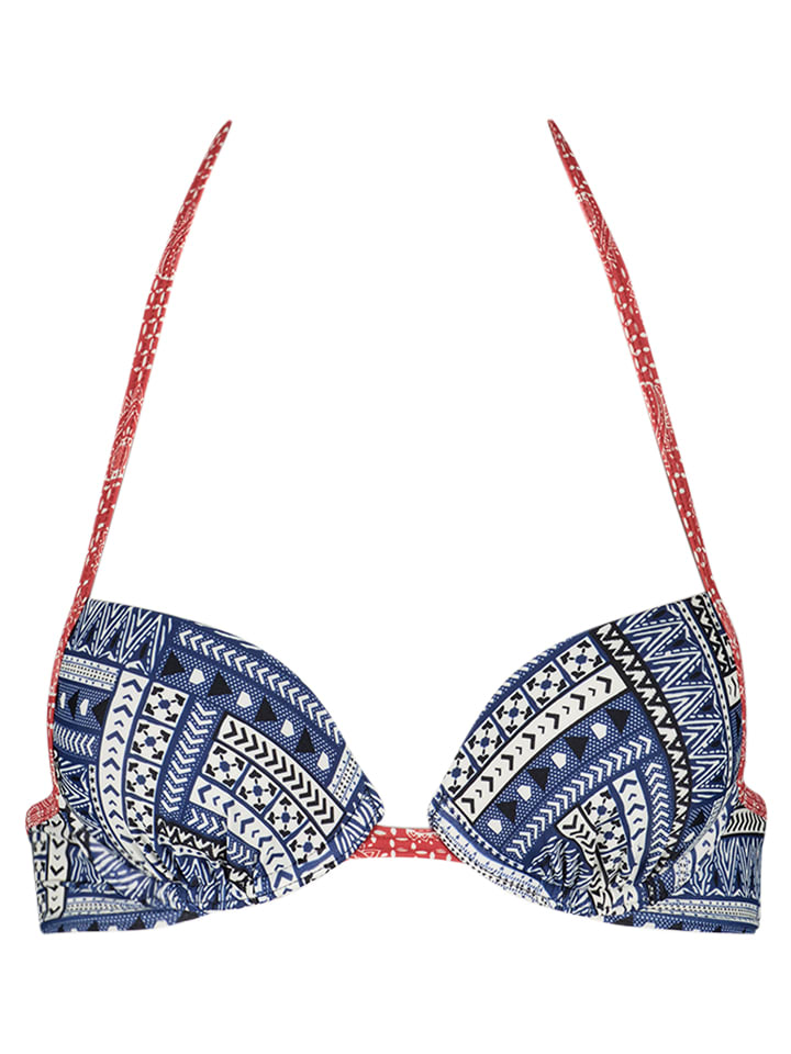 s.Oliver Biustonosz bikini "Cocina" w kolorze niebiesko-białym rozmiar: 40C-Cup