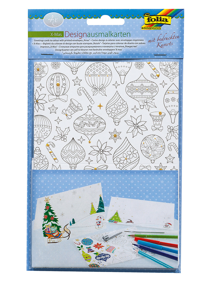 folia PAPER Ausmalkarten "X-Mas" - 4 Karten - onesize