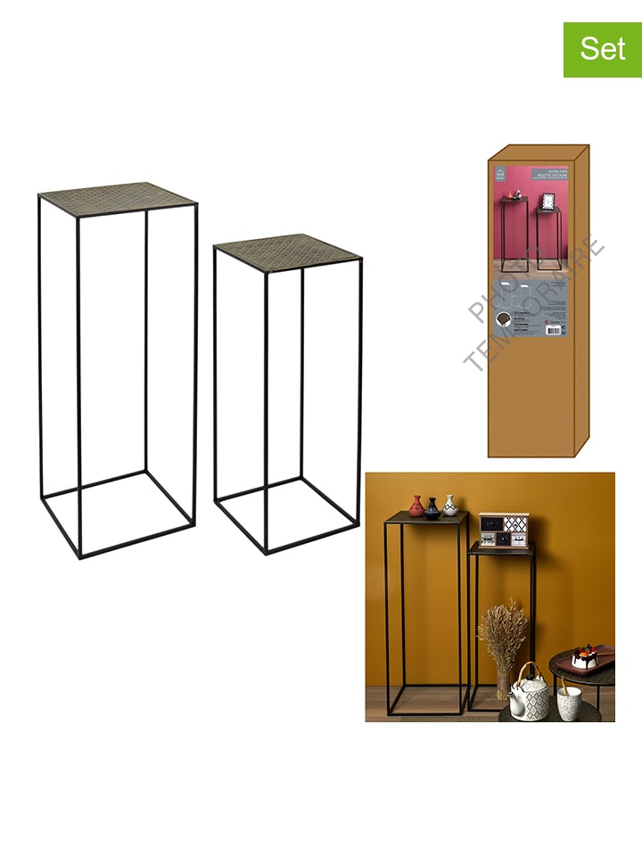 Ethnical Life Zweisatztisch in Schwarz/ Gold - 47% | Tische