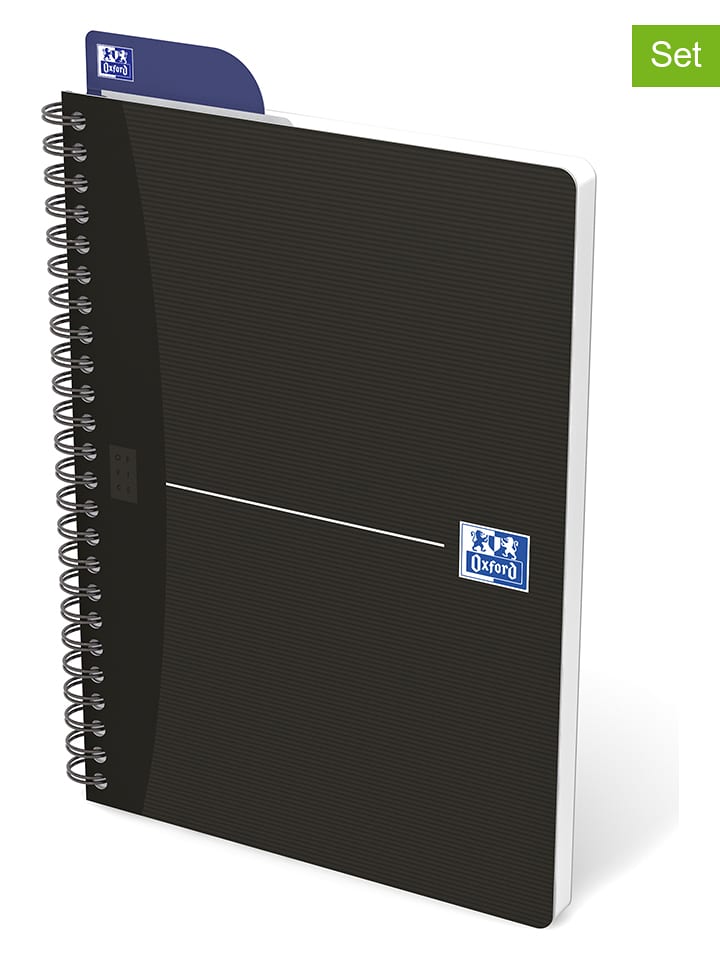Oxford 5er-Set: Collegeblöcke "Essentials" in Schwarz - DIN A5 - 23% | Buero-schulbedarf