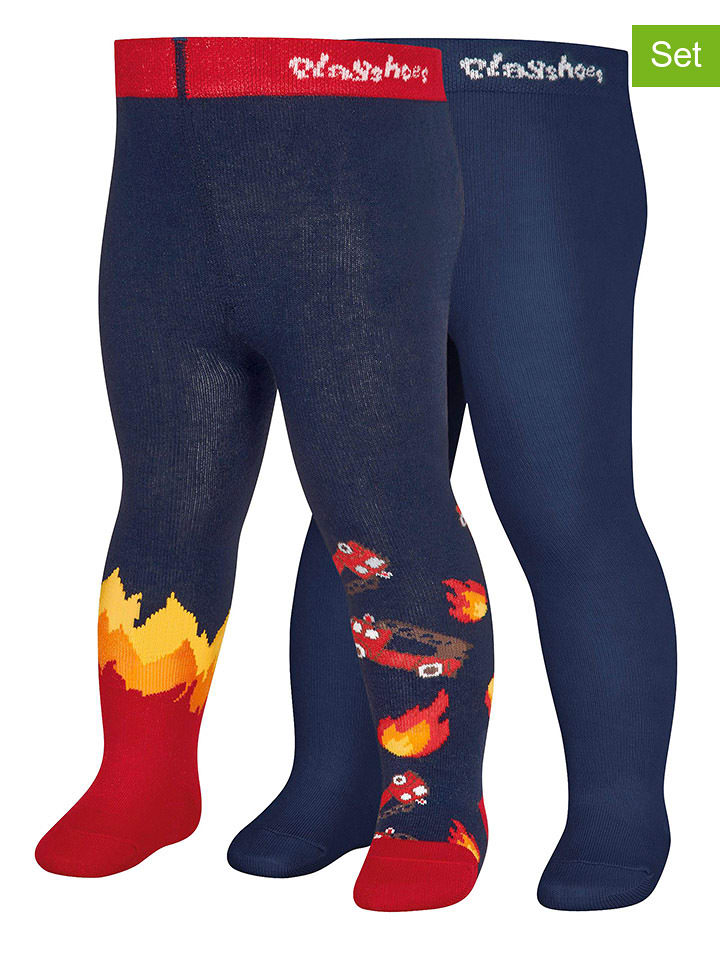 Playshoes 2er-Set: Strumpfhosen in Rot/ Dunkelblau - 43% | Größe 74/80 | Babysocken-strumpfhosen