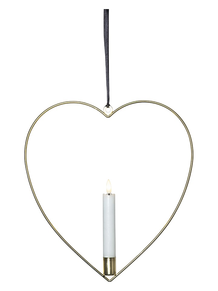 STAR Trading LED-Dekohänger "Flamme Heart" in Gold - (B)28,5 x (H)28 cm - -6% | Lichterketten-dekobeleuchtung