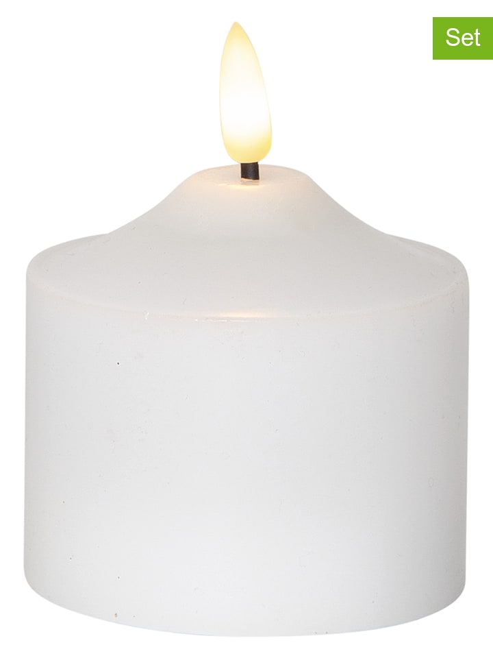 STAR Trading 2er-Set: LED-Kerzen "Flamme" in Weiß - (H)9,5 x Ø 7,5 cm - 18% | Kerzen-vasen