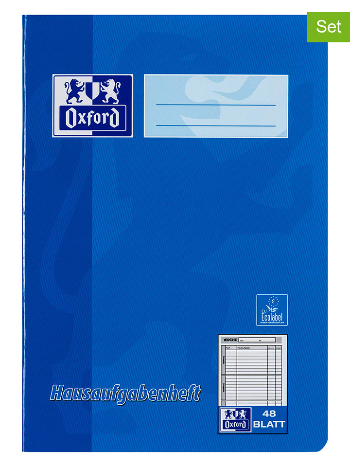 Oxford 5er-Set: Hausaufgabenhefte in Blau/ Rot - DIN A5 - 12% | Buero-schulbedarf