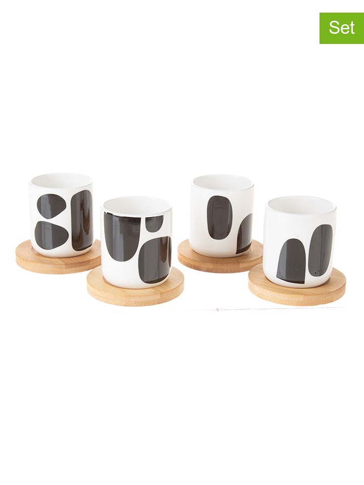 Deco Lorrie 4er-Set: Tassen in Weiß/ Schwarz - -13% | Gedeckter-tisch