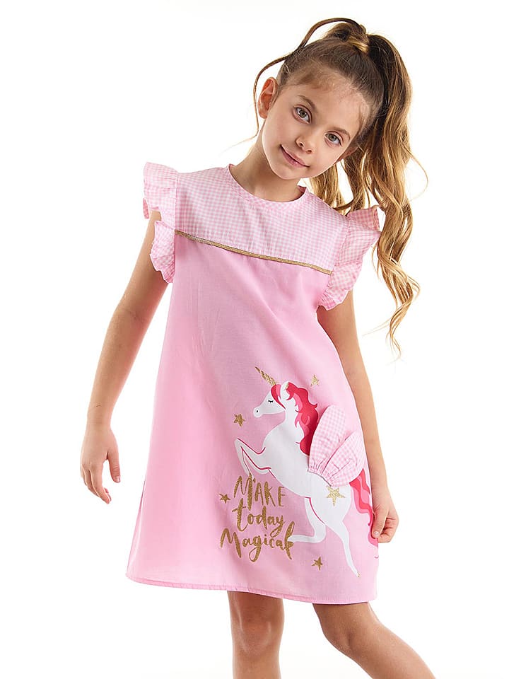 Denokids Sukienka "Magical Unicorn" w kolorze jasnoróżowym rozmiar: 116