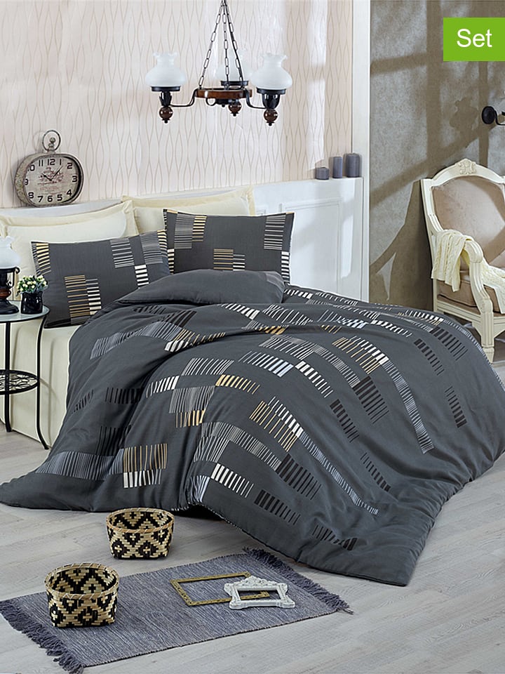 Colorful Cotton Bettwäsche-Set "Trace" in Anthrazit - 42% | Größe 155x220 cm | Bettwaesche-bettwaren