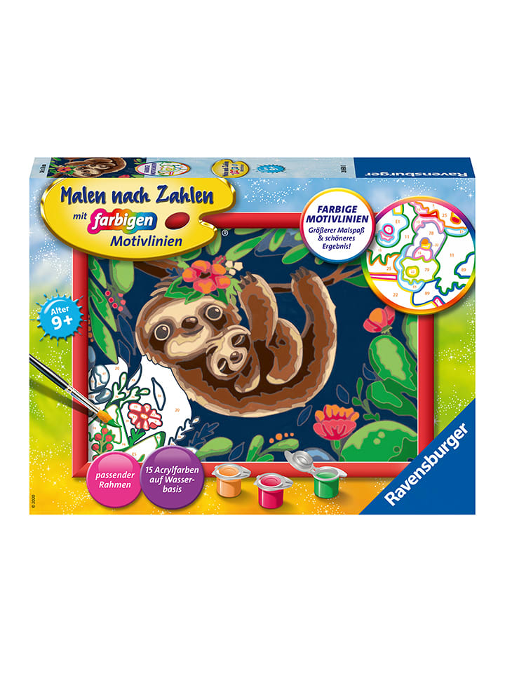 Ravensburger Malen nach Zahlen-Set: "Niedliche Faultiere" - ab 9 Jahren - 11% | Kinder-kreativspielzeug
