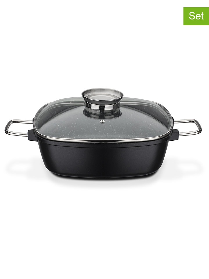 GSW 2tlg. Set: Bräter ''Gourmet'' in Schwarz - (L)28 x (B)28 cm - 42% | Kochgeschirr