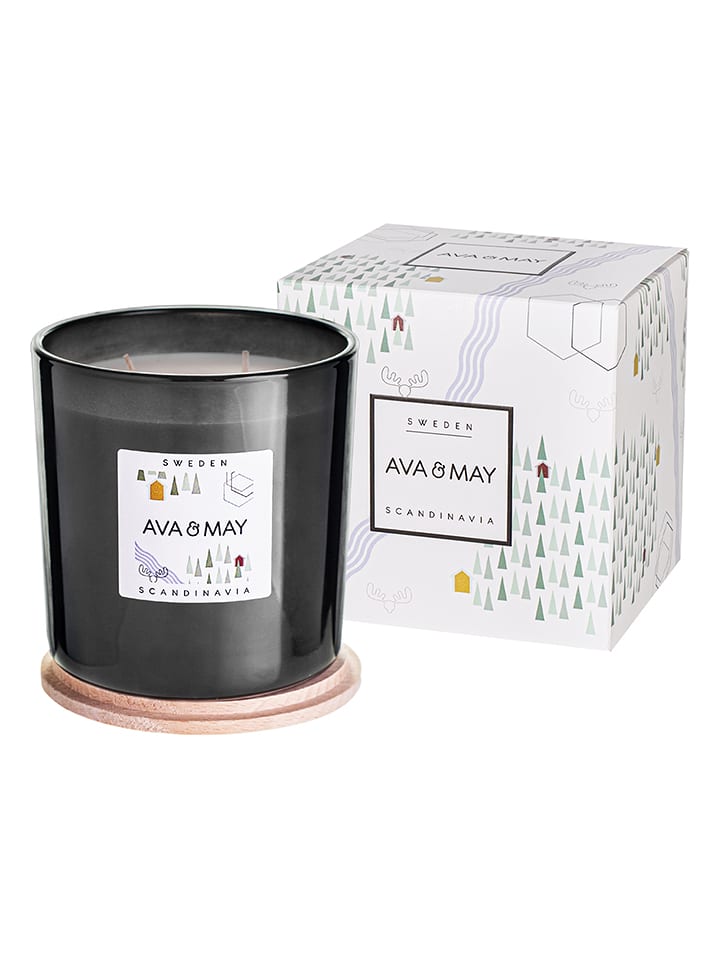 AVA & MAY Duftkerze "Schweden" in Schwarz - 500 g - 52% | Kerzen-vasen