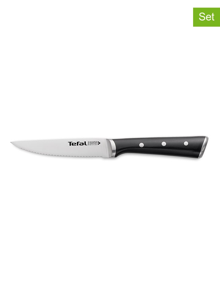 Tefal 4er-Set: Steakmesser "Ice Force" in Silber/ Schwarz - (L)11 cm - 18% | Kuechenhelfer