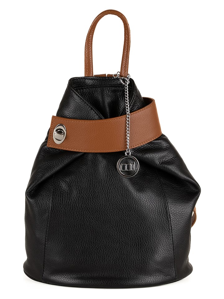 Mia Tomazzi Leder-Rucksack "Sirietto" in Schwarz/ Braun - (B)28 x (H)35 x (T)13 cm - 78% | Damen-taschen