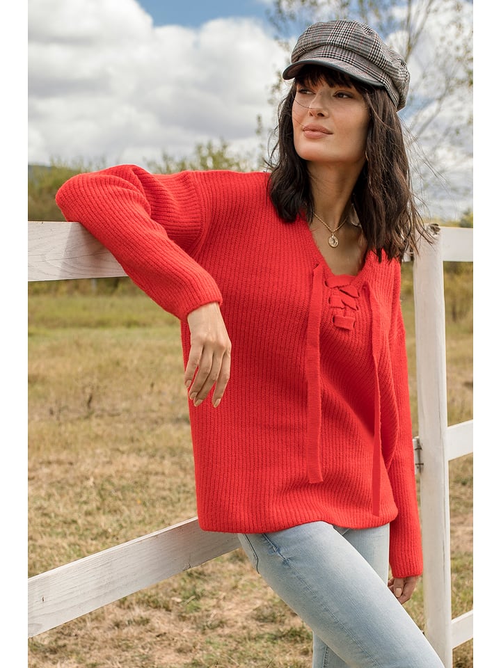 Milan Kiss Pullover in Koralle - 82% | Größe M | Damen-pullover-cardigans