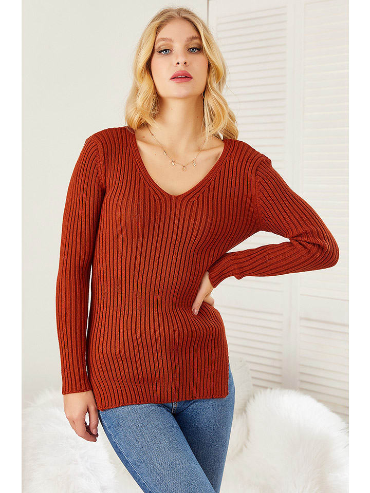 Milan Kiss Pullover in Rostrot - 61% | Größe L | Damen-pullover-cardigans
