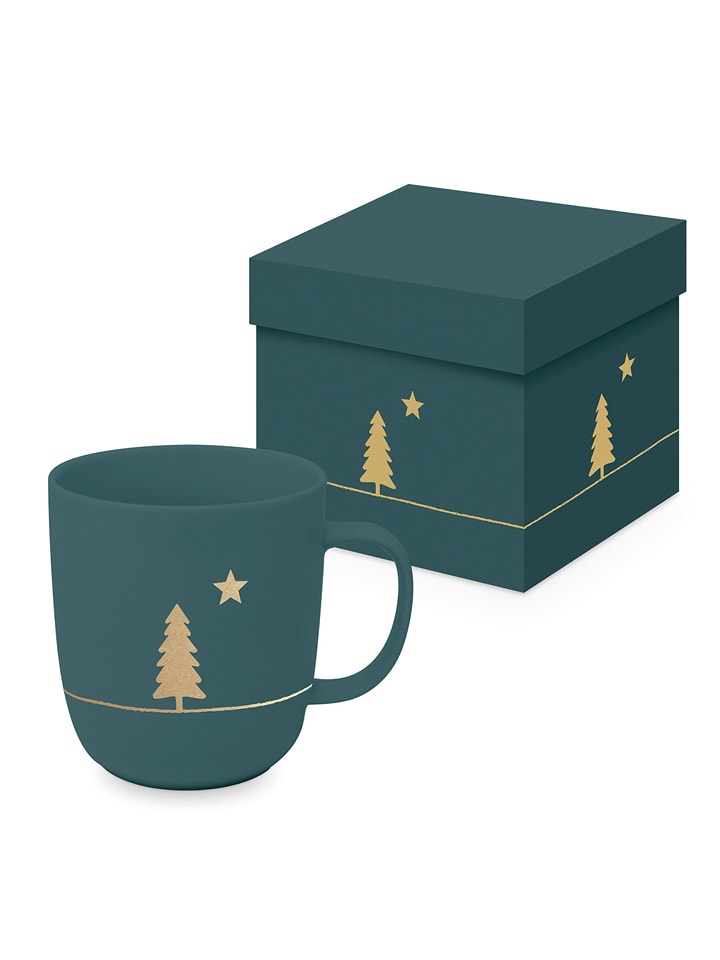 ppd Jumbotasse "Pure Gold Tree Forest" in Blau/ Grün - 350 ml - 24% | Gedeckter-tisch