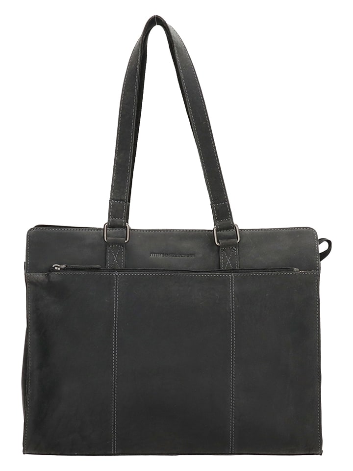 HIDE & STITCHES Leder-Businesstasche in Schwarz - (B)40 x (H)32,5 x (T)13 cm - 63% | Damen-taschen