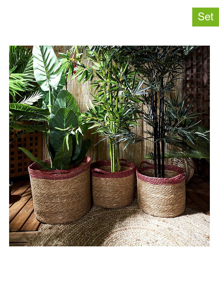 Ethnical Life 3er-Set: Aufbewahrungskörbe in Natur/ Rot - 46% | Kisten-koerbe