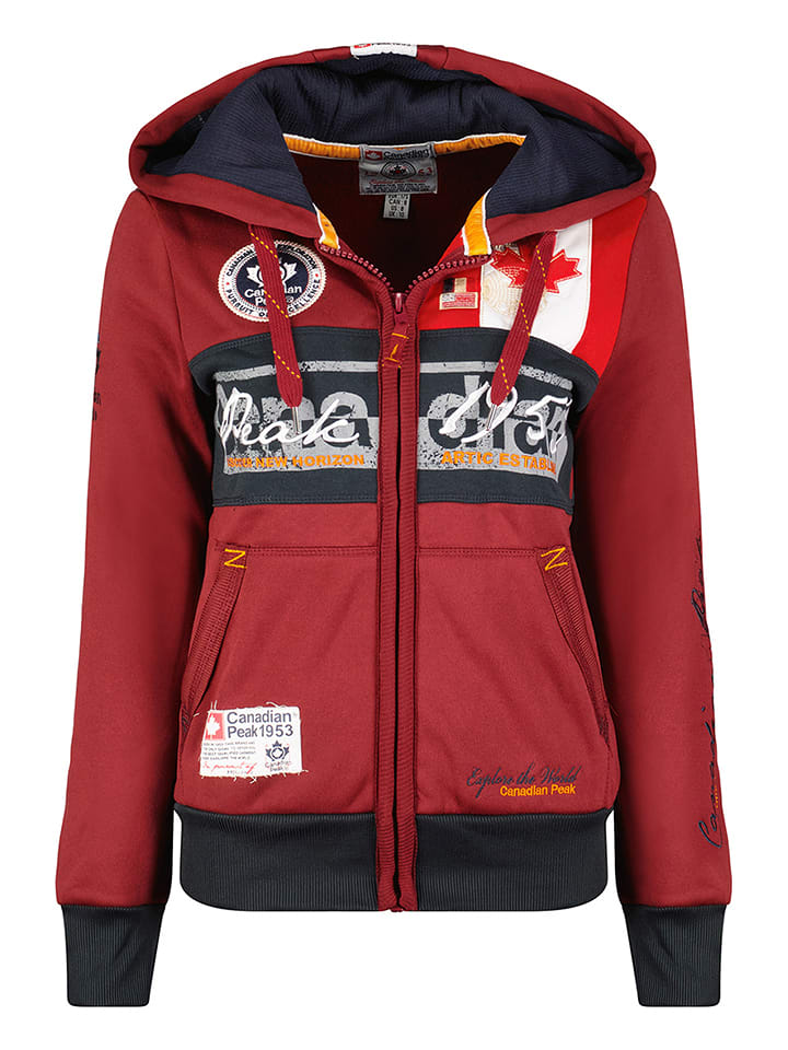 Canadian Peak Sweatjacke "Face" in Rot - 68% | Größe XXL | Damen-sweatshirts-jacken
