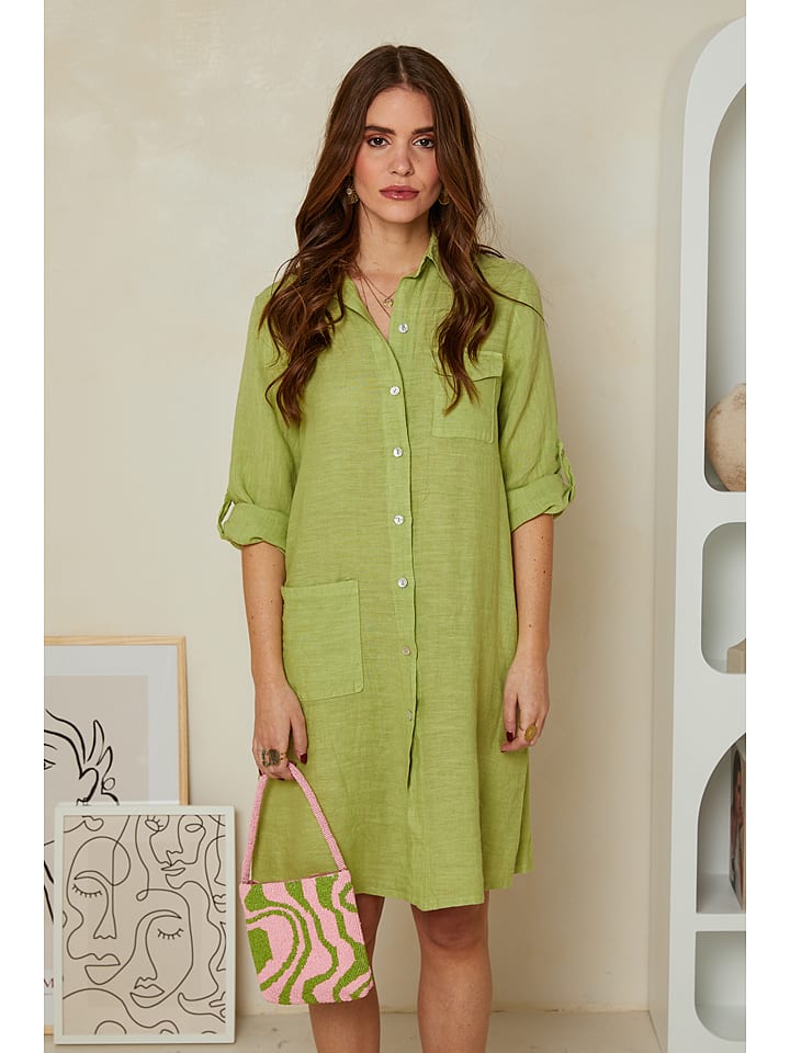 Rodier Lin Leinen-Kleid in Limette - 79% | Größe XL/XXL | Damen-kleider