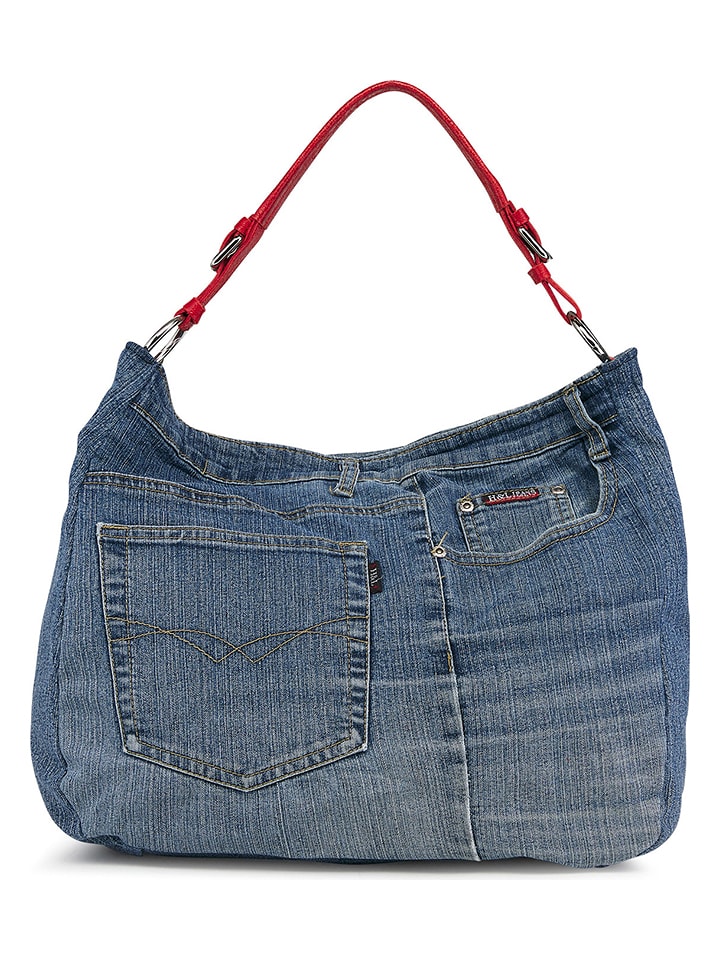 ORE10 Henkeltasche "Mams" in Blau/ Rot - (B)33 x (H)28 x (T)14 cm - 80% | Damen-taschen
