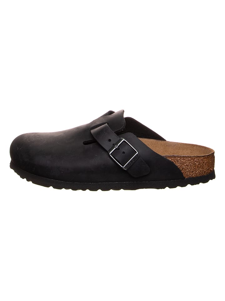 Birkenstock Leder-Clogs "Boston" in Schwarz - Weite S - 37% | Größe 39 | Damen-pantoletten