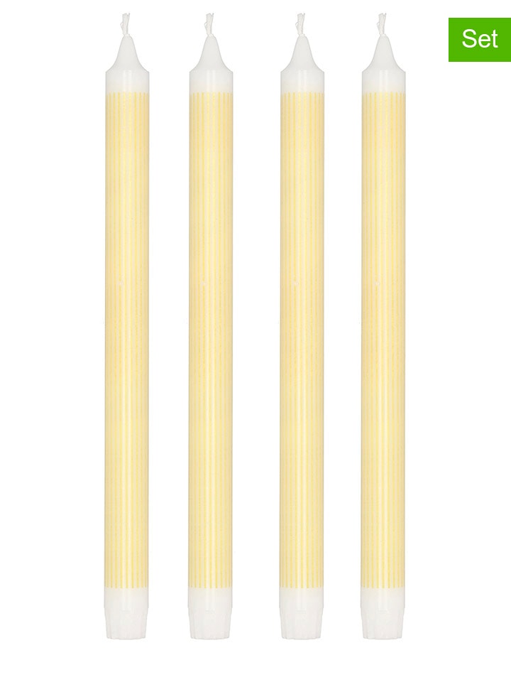 Villa Collection 4er-Set: Stabkerzen "Styles" in Gelb/ Weiß - 34% | Kerzen-vasen