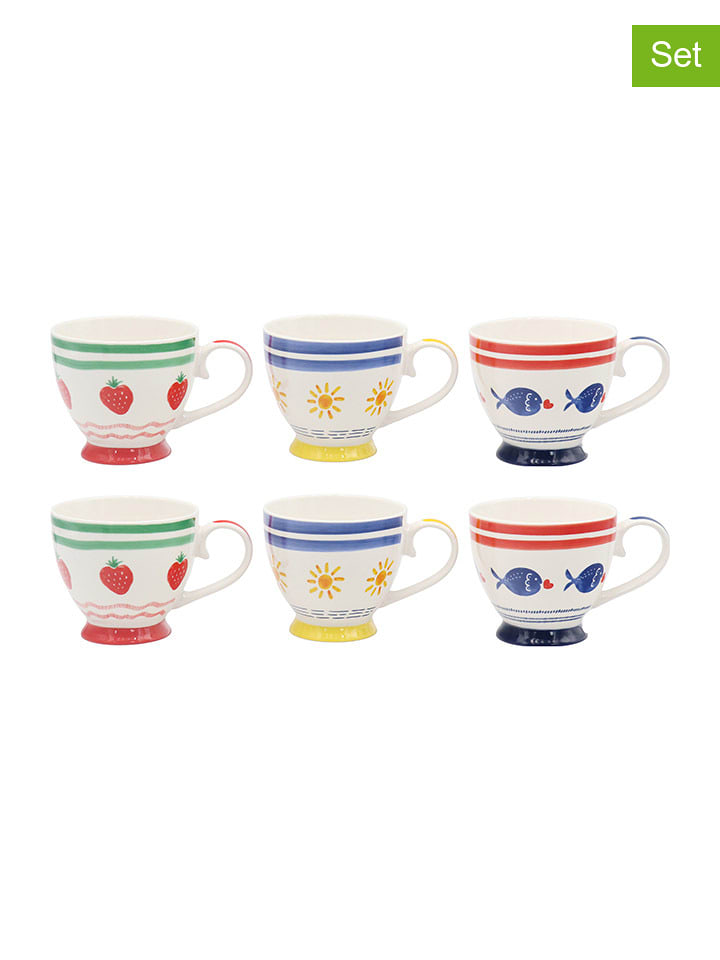 Ard'time 6er-Set: Kaffeetassen "Le petit cabanon" in Bunt - 445 ml - 36% | Gedeckter-tisch