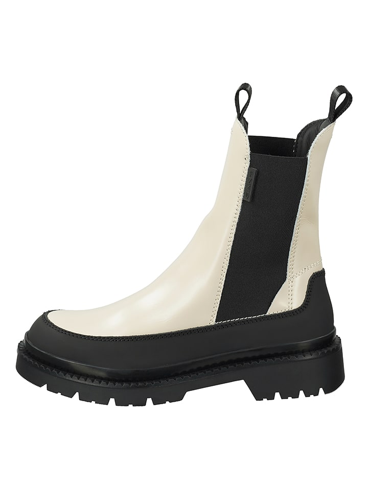 GANT Footwear Leder-Chelsea-Boots "Prepnovo" in Creme/ Schwarz - 72% | Größe 40 | Stiefeletten
