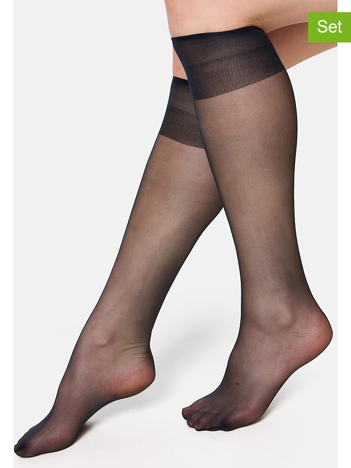 Nur Die 5er-Set: Kniestrümpfe in Schwarz - 15 DEN - onesize