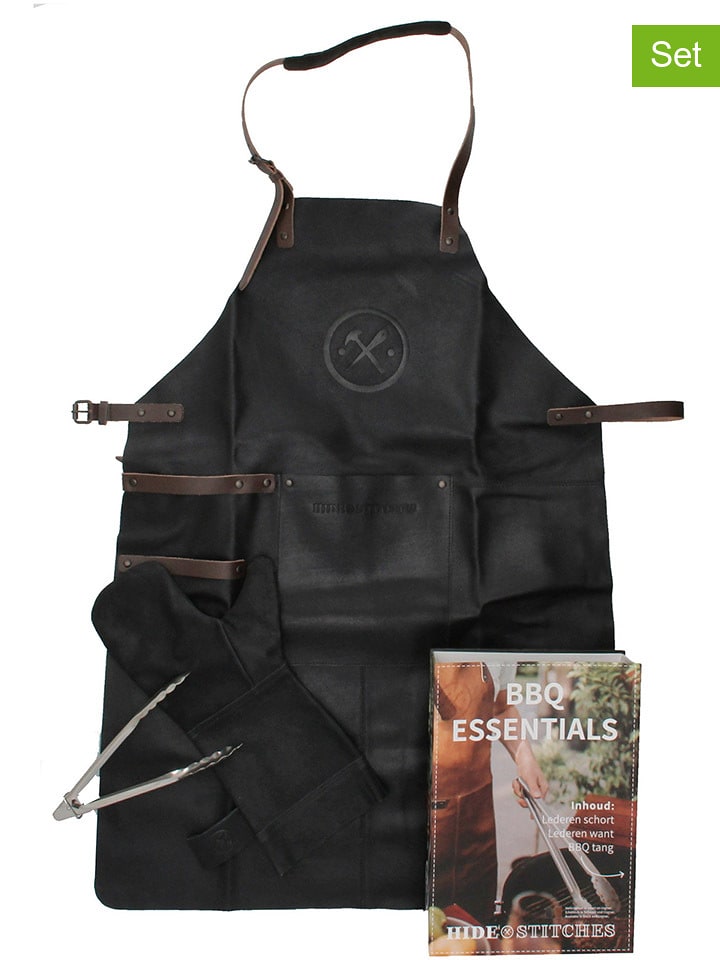HIDE & STITCHES 4lg. Grillset "Barbecue" in Schwarz - 47% | Tischwaesche