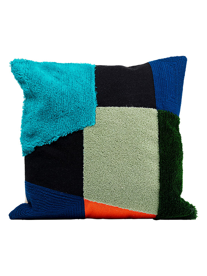 Kare Kissen "Rectangle" in Schwarz/ Blau/ Grün - (B)45 x (H)45 cm - 64% | Dekokissen