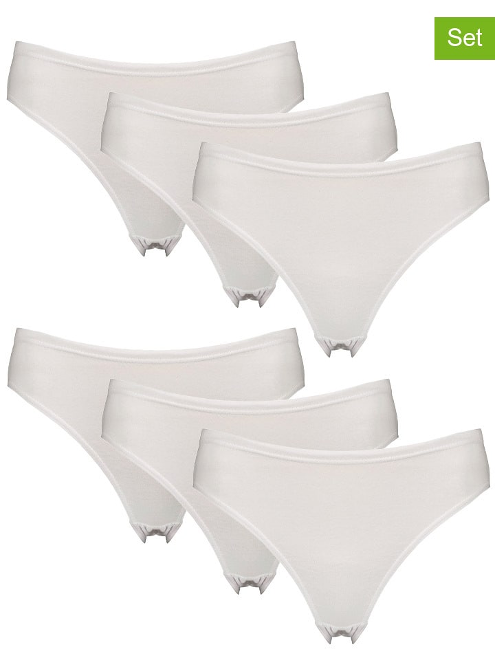 Petit Fleur 6er-Set: Taillenslips in Weiß - 63% | Größe 52 | Damen-unterteile