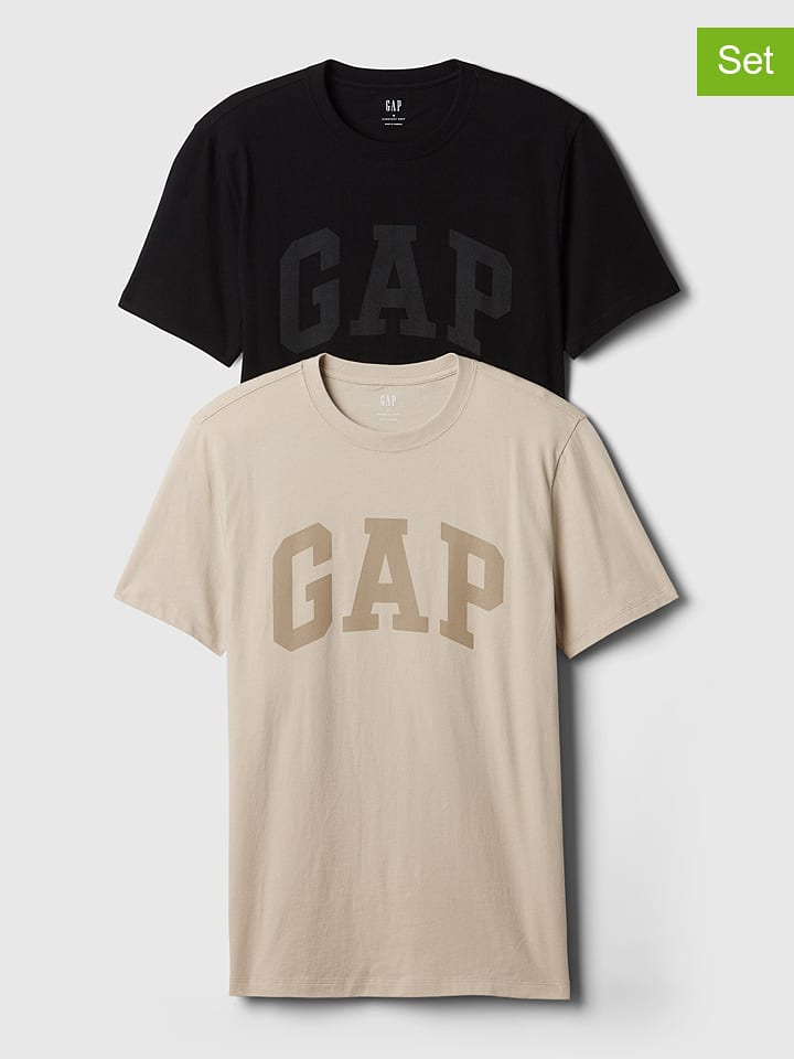 GAP 2er-Set: Shirts in Schwarz/ Beige - 40% | Größe XXL | Herren-plussize