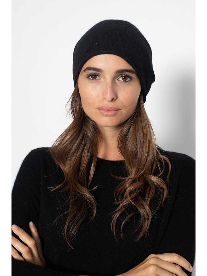 Just Cashmere Kaschmir-Mütze "Lauren" in Schwarz - 50% | Damen-muetzen-caps