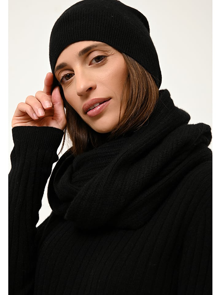 Just Cashmere Kaschmir-Loop-Schal "Hutton" in Schwarz - (L)65 x (B)50 cm - 65% | Damen-schals-tuecher