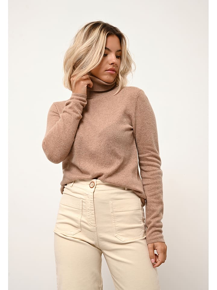 Just Cashmere Kaschmir-Rollkragenpullover "Ava" in Beige - 71% | Größe M | Damen-pullover-cardigans
