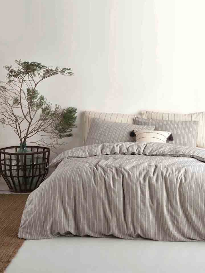 Colourful Cotton Renforcé-Bettwäsche-Set "Tommy Dark" in Beige - 73% | Größe 155x220 cm | Bettwaesche-bettwaren