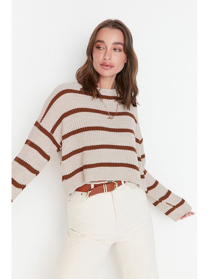 trendyol Pullover in Rosa/ Braun - 64% | Größe S | Damen-pullover-cardigans