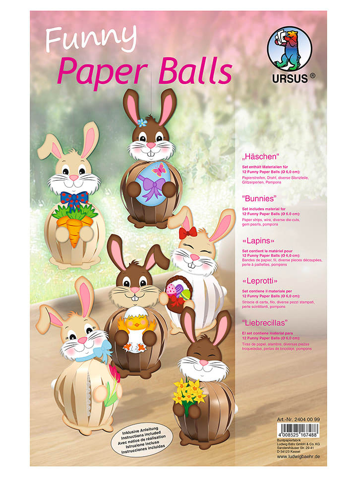 URSUS Papier-Bälle-Bastelset "Häschen" in Bunt - 50% | Schulzubehoer