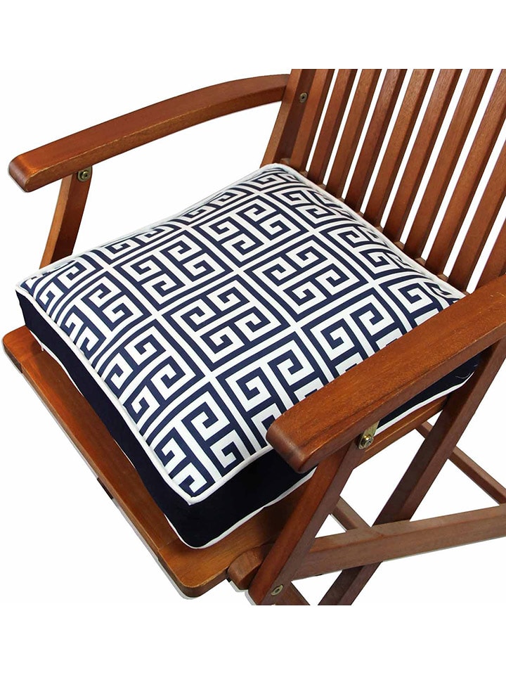 ABERTO DESIGN Stuhlkissen in Dunkelblau/ Weiß - 52% | Größe 42x42 cm | Dekokissen