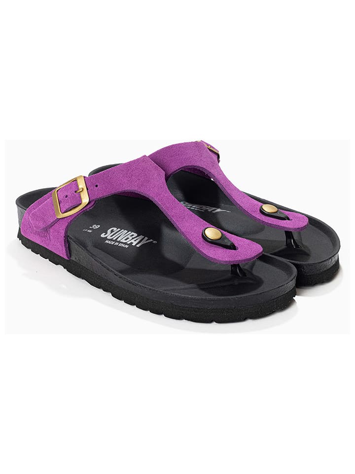 Sunbay Leder-Zehentrenner "Camelia" in Lila - 72% | Größe 36 | Damen-sandalen