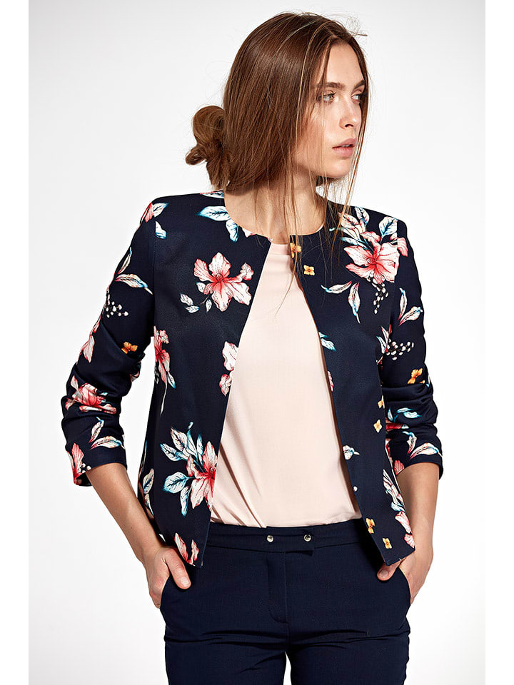 Nife Blazer in Dunkelblau/ Bunt - 74% | Größe 38 | Damenjacken