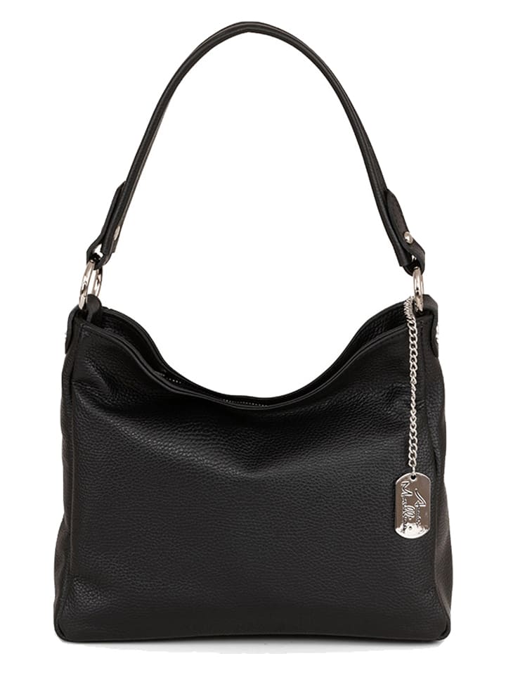 Anna Morellini Leder-Schultertasche "Paolina" in Schwarz - (B)28 x (H)24 x (T)8 cm - 73% | Damen-taschen