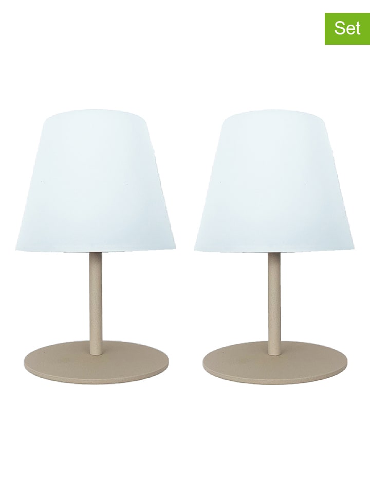 lumisky 2er-Set: LED-Tischleuchten "Twins" in Weiß/ Beige - Ø 11 x (H)16 cm - 64% | Tischleuchten