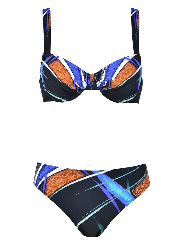 Naturana Bikini in Schwarz/ Blau/ Braun - 39% | Größe 40E-Cup | Damen-bademode