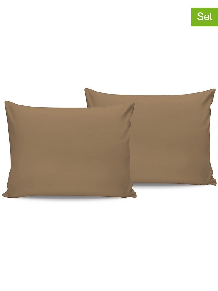 Elizabed 2er-Set: Renforcè-Kissenhüllen in Hellbraun - 43% | Größe 60x60 cm | Dekokissen